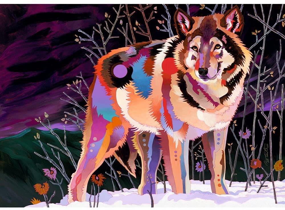 [จิ๊กซอว์พร้อมส่ง ขายดี] HEYE - Jigsaw Precious Animals : Night Wolf ขนาด 1000 ชิ้น