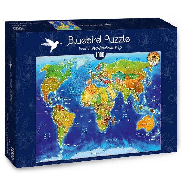 [จิ๊กซอว์พร้อมส่ง ขายดี] Bluebird Puzzle - Jigsaw World Geo-Political Map / Adrian Chesterman ขนาด 1000 ชิ้น