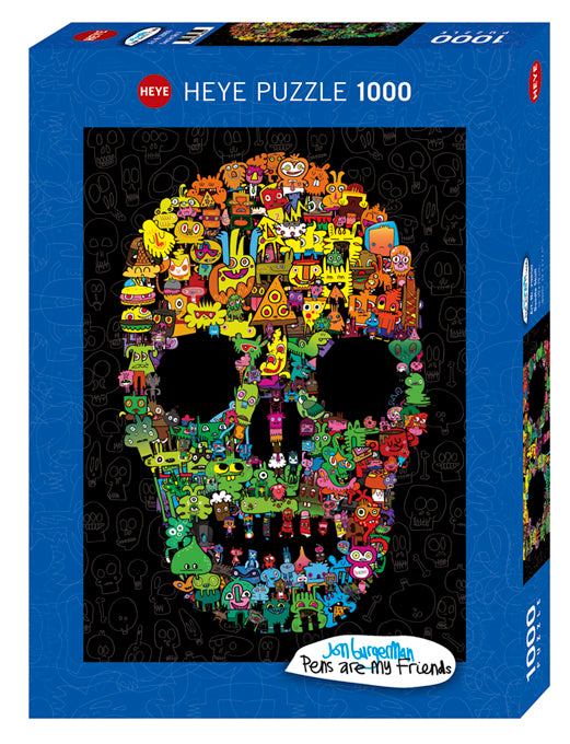 [จิ๊กซอว์พร้อมส่ง ขายดี] HEYE - Jigsaw Doodle Skull by Jon Burgerman ขนาด 1000 ชิ้น